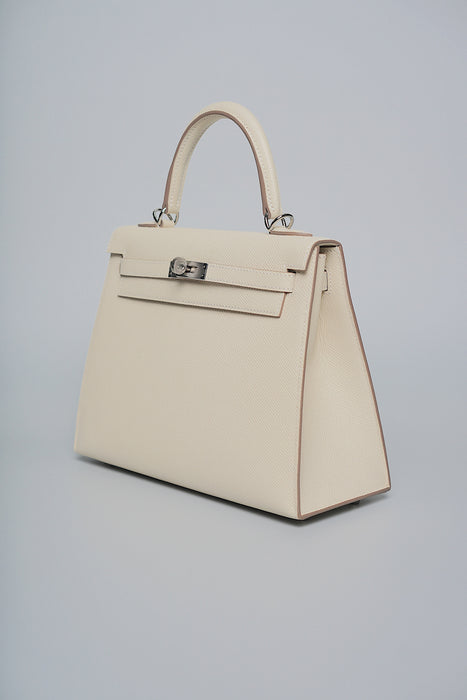 Hermes Kelly 25 in Craie Epsom Phw