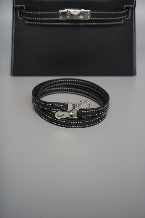 Hermes Kelly 20 HSS in Black Epsom Interior Gris Perle Phw (Brand New）