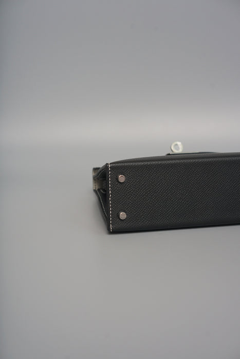 Hermes Kelly 20 HSS in Black Epsom Interior Gris Perle Phw (Brand New）