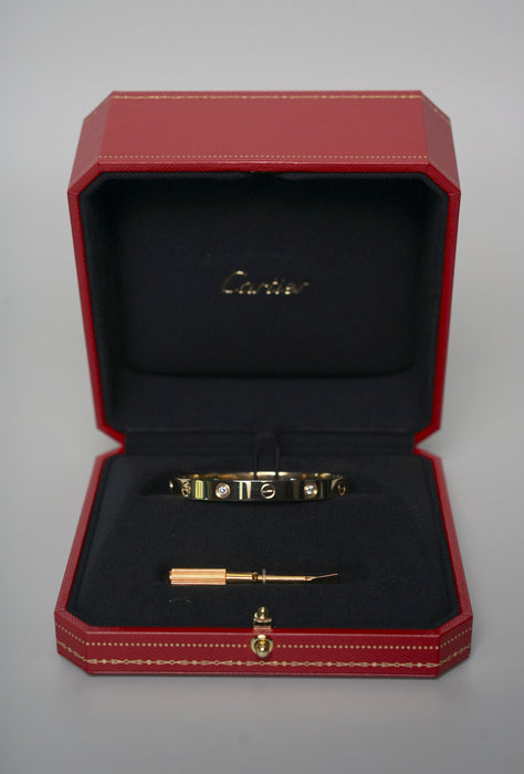 Cartier Love Bracelet, 4 Diamonds in Gold Size 16 (Brand New)