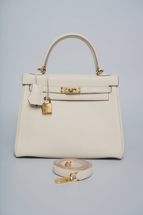 Hermes Kelly 25 in Craie Togo Ghw