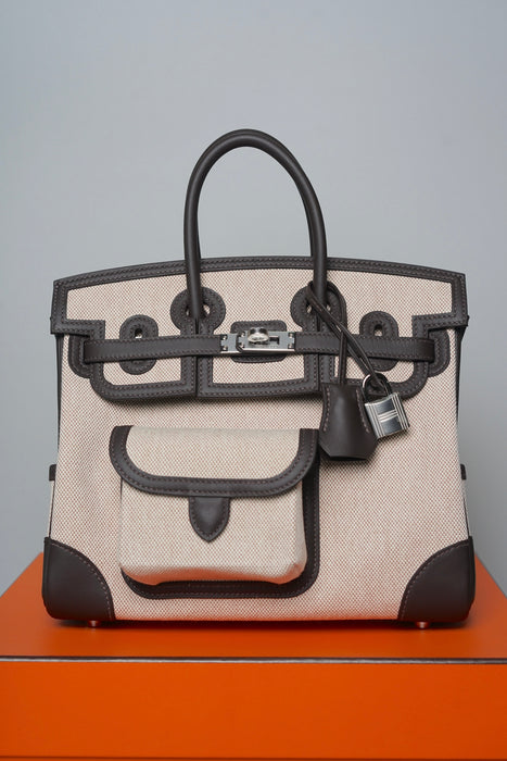 Hermes Birkin 25 Cargo in Bai Brun Phw (Brand New)