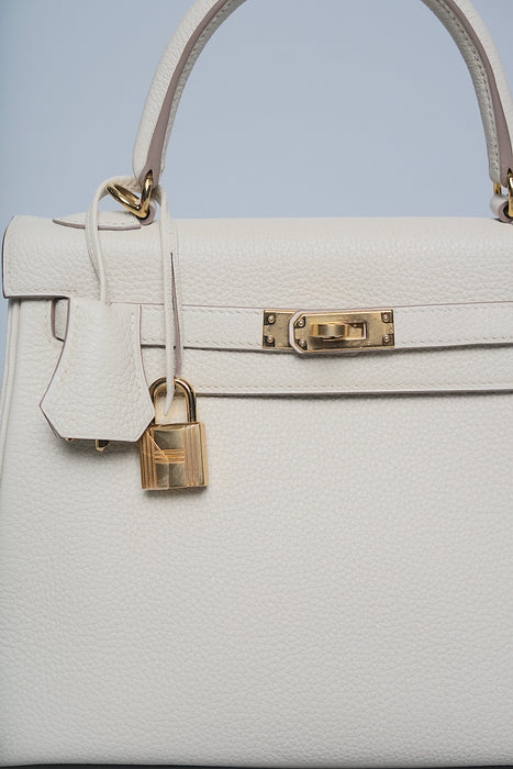 Hermes Kelly 25 in Craie Togo Ghw