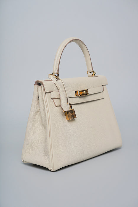 Hermes Kelly 25 in Craie Togo Ghw