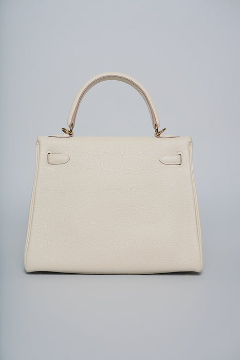 Hermes Kelly 25 in Craie Togo Ghw