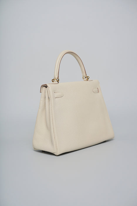 Hermes Kelly 25 in Craie Togo Ghw