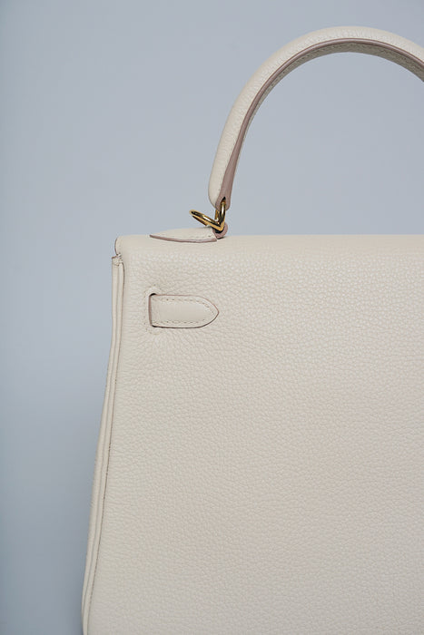 Hermes Kelly 25 in Craie Togo Ghw
