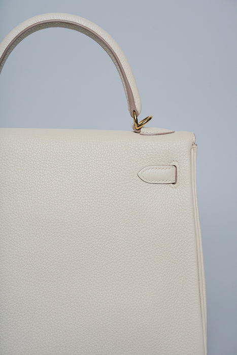 Hermes Kelly 25 in Craie Togo Ghw