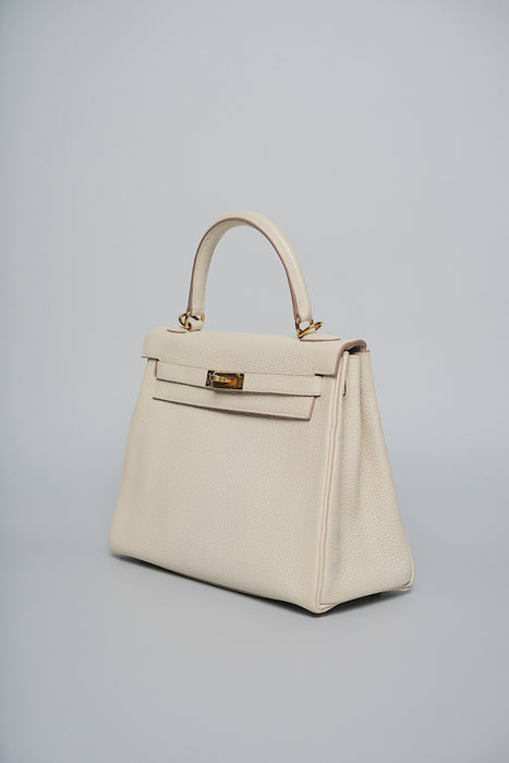 Hermes Kelly 25 in Craie Togo Ghw