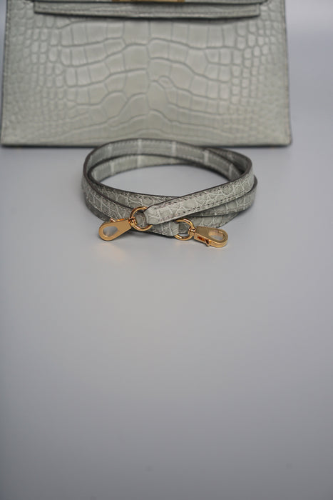 Hermes Kelly 20 in Gris Ciment Matte Alligator Ghw (Brand New)