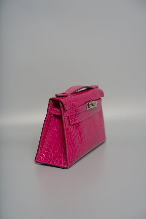 Hermes Kelly Pochette in Rose Scheherazade Shiny Phw