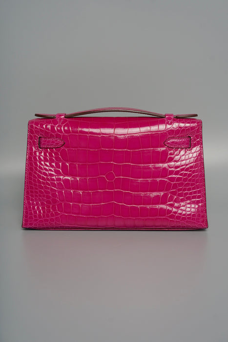 Hermes Kelly Pochette in Rose Scheherazade Shiny Phw