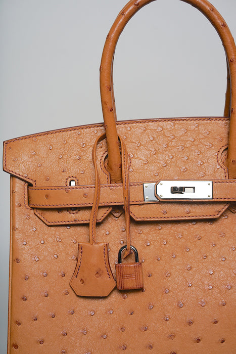 Hermes Birkin 30 in Cognac Ostrich Phw
