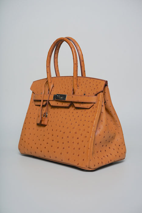 Hermes Birkin 30 in Cognac Ostrich Phw