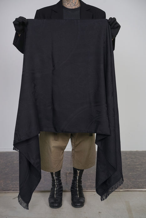 ⁠Hermes Silk Cashmere 140 H Logo Print in Black
