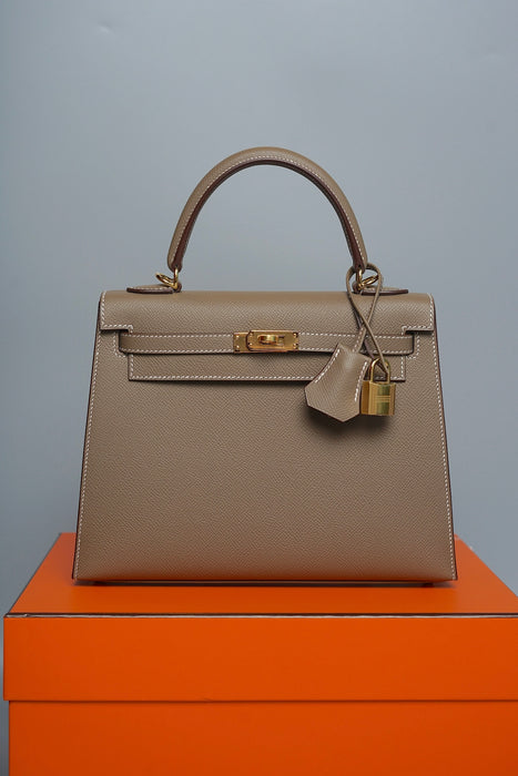 Hermes Kelly 25 in Etoupe Ghw (Brand New)