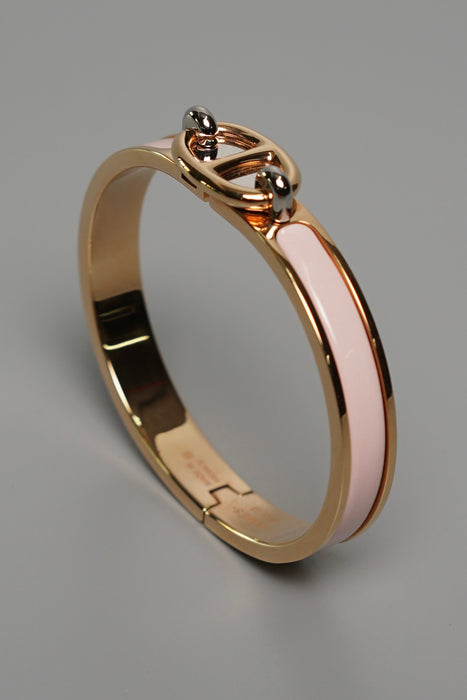 Hermes Mini Clic Chaine d'Ancre Bracelet in Rose Candeur Rghw Size PM