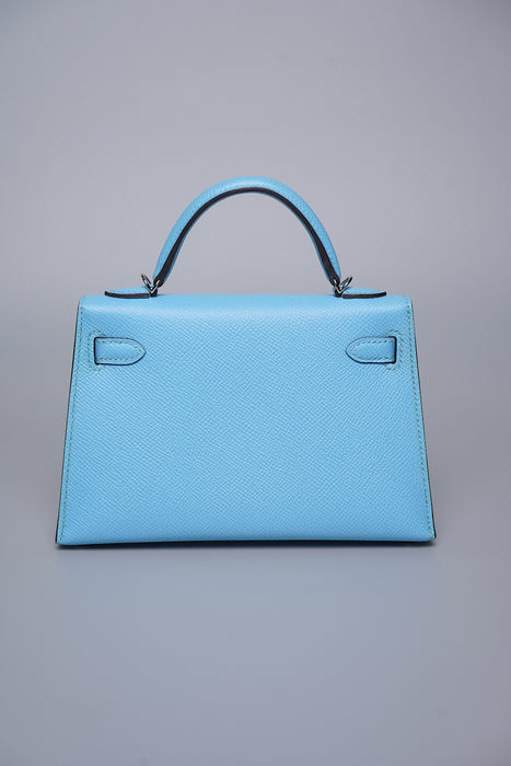 Hermes Kelly 20 in Blue Celeste Epsom Phw
