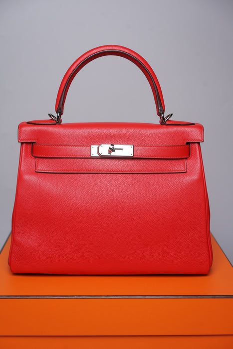 Hermes Kelly 28 Retourne in Rouge De Coeur Evercolor Phw