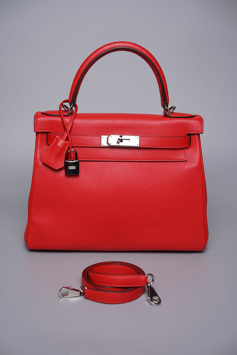 Hermes Kelly 28 Retourne in Rouge De Coeur Evercolor Phw