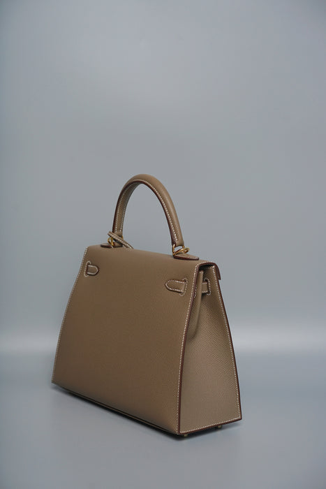 Hermes Kelly 25 in Etoupe Ghw (Brand New)