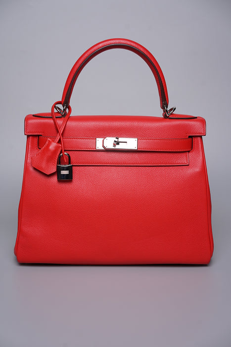 Hermes Kelly 28 Retourne in Rouge De Coeur Evercolor Phw