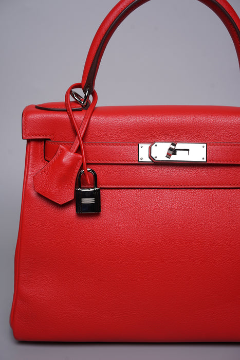 Hermes Kelly 28 Retourne in Rouge De Coeur Evercolor Phw