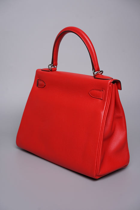 Hermes Kelly 28 Retourne in Rouge De Coeur Evercolor Phw