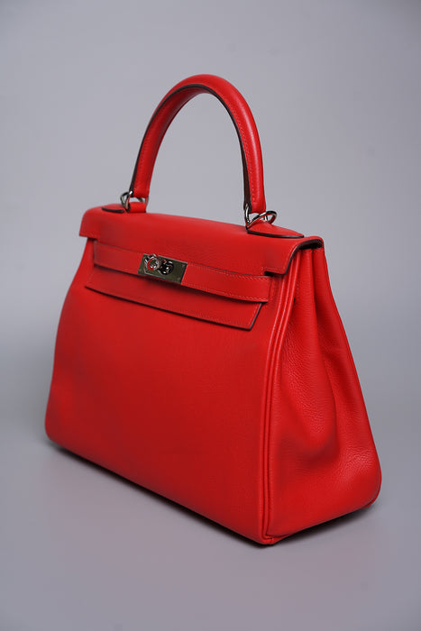 Hermes Kelly 28 Retourne in Rouge De Coeur Evercolor Phw