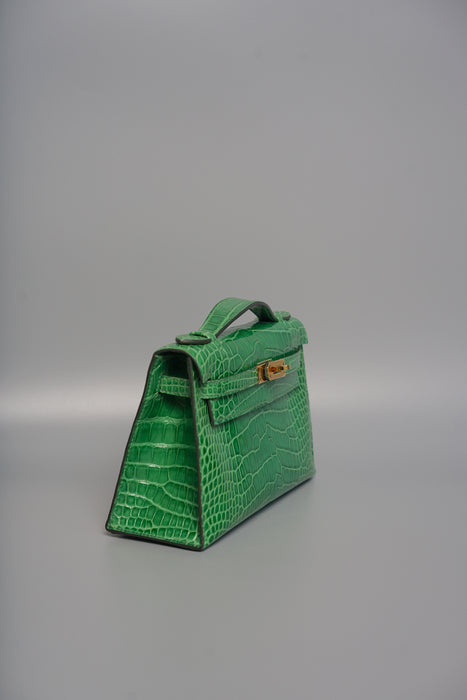 Hermes Kelly Pochette in Catus Shiny Alligator Ghw