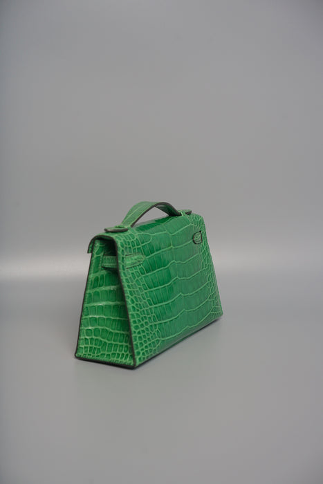 Hermes Kelly Pochette in Catus Shiny Alligator Ghw