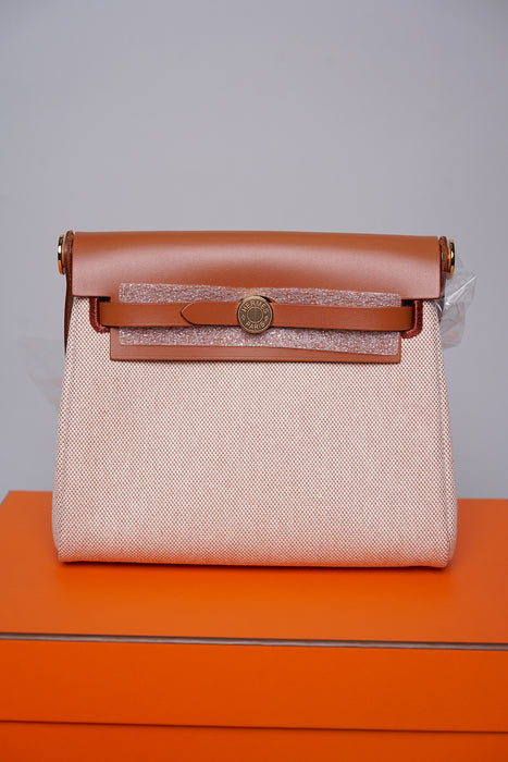 Hermes Mini Herbag in Ecru Beige/Fauve Ghw (Brand New)