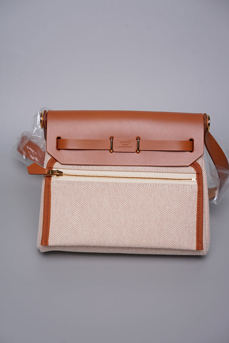 Hermes Mini Herbag in Ecru Beige/Fauve Ghw (Brand New)