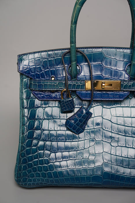 Hermes Birkin 30 blue sapphire shiny nilo ghw