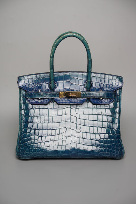 Hermes Birkin 30 blue sapphire shiny nilo ghw