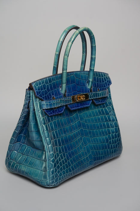 Hermes Birkin 30 blue sapphire shiny nilo ghw