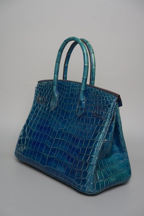 Hermes Birkin 30 blue sapphire shiny nilo ghw
