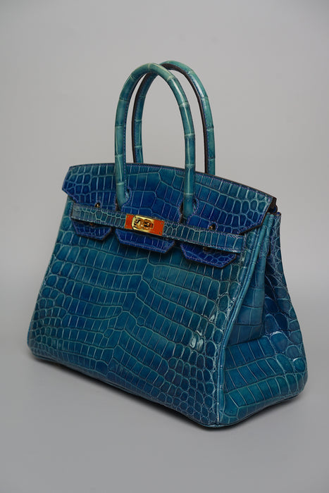 Hermes Birkin 30 blue sapphire shiny nilo ghw