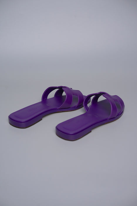 Hermes Oran Sandals in Violet Majorette Size 37.5 (Brand New)