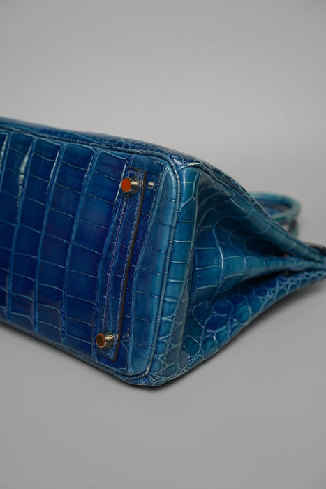Hermes Birkin 30 blue sapphire shiny nilo ghw