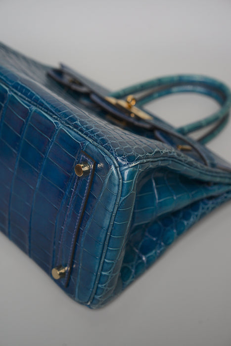 Hermes Birkin 30 blue sapphire shiny nilo ghw