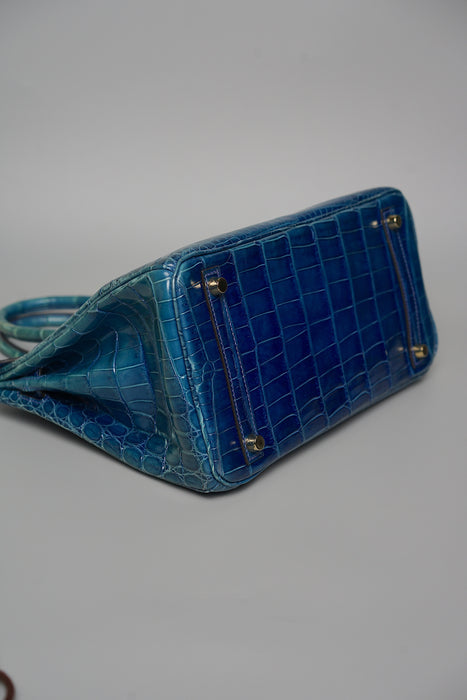 Hermes Birkin 30 blue sapphire shiny nilo ghw