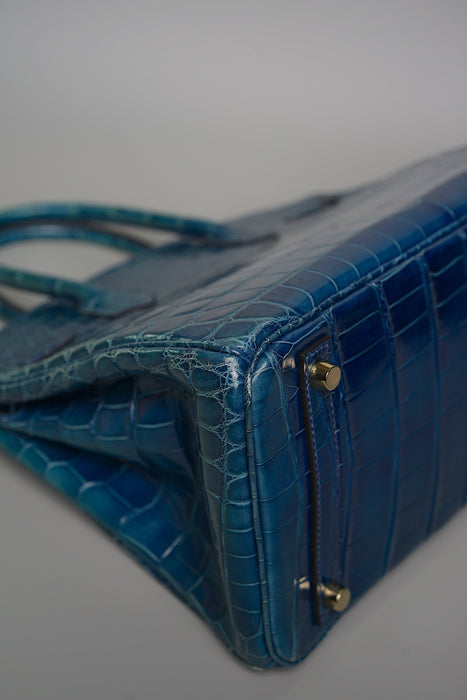 Hermes Birkin 30 blue sapphire shiny nilo ghw