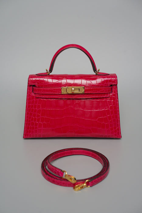 Hermes kelly 20 framboise shiny alligator ghw