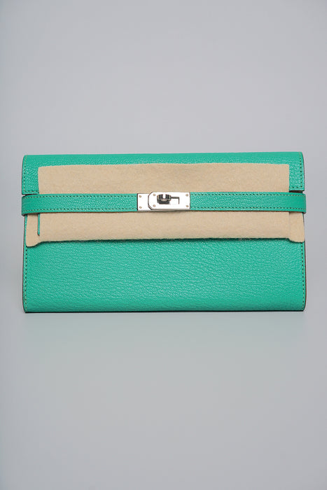 Hermes Kelly Wallet in Menthe Chevre Phw (Brand New)
