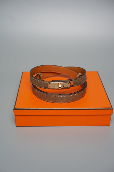 Hermes Kelly 18 Belt in Etoupe Rghw (Brand New)