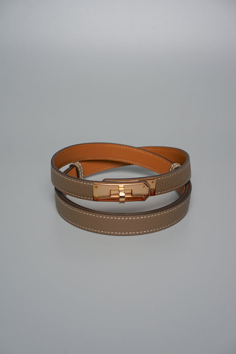 Hermes Kelly 18 Belt in Etoupe Rghw (Brand New)