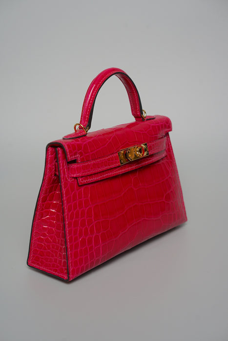 Hermes kelly 20 framboise shiny alligator ghw