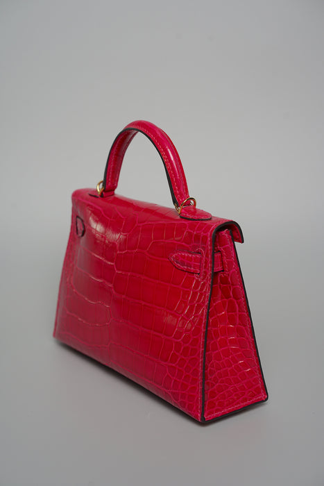 Hermes kelly 20 framboise shiny alligator ghw