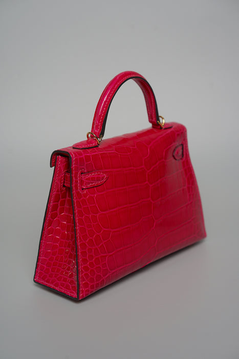 Hermes kelly 20 framboise shiny alligator ghw